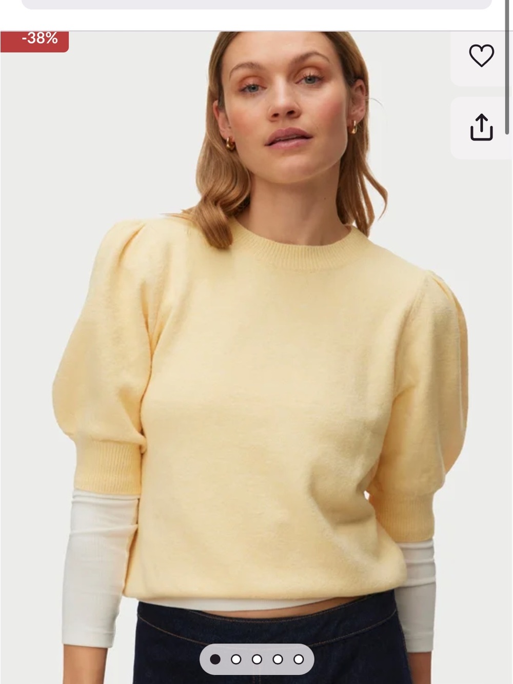 2 Vero Moda Puff-Sleeve Doffy Sweater - Pink & Pale Yellow
